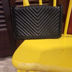 Aldo Black Chevron Chain Clutch